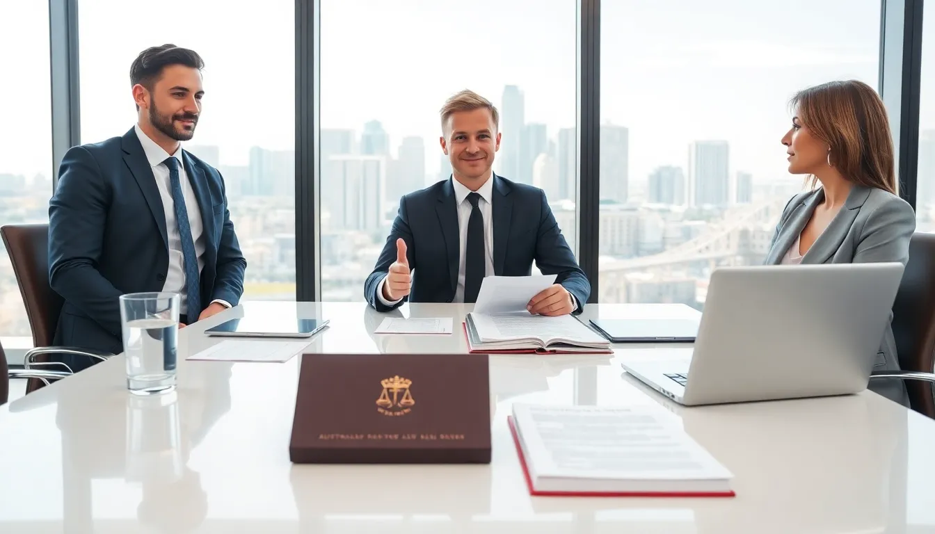 commercial lawyer advising clients in a modern brisbane office